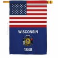 Guarderia 28 x 40 in. USA Wisconsin American State Vertical House Flag with Double-Sided Banner Garden GU4061054